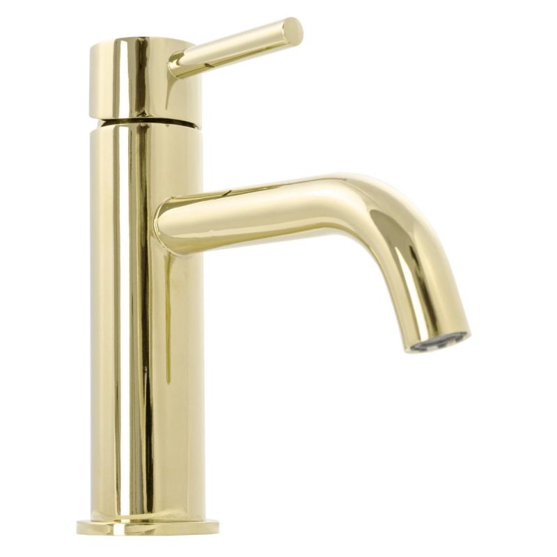 Baterie lavoar REA-Lungo Low, montaj pe lavoar, perlator, finisaj L.Gold
