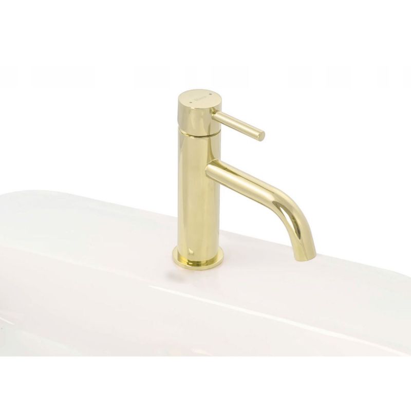 Baterie lavoar REA-Lungo Low, montaj pe lavoar, perlator, finisaj L.Gold