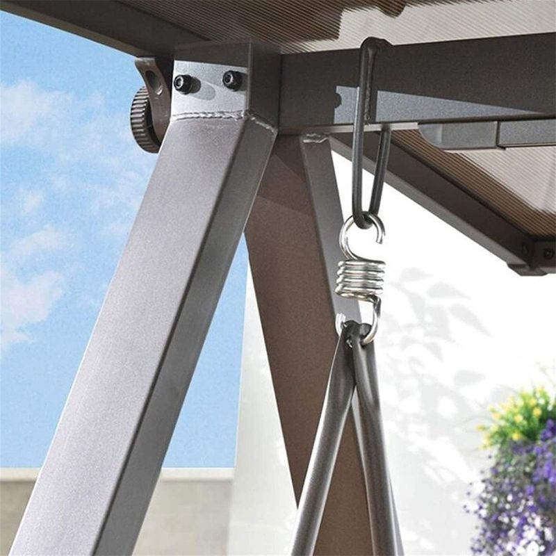 Balansoar de 3 locuri, gradina sau terasa, aluminiu, iluminare Led, suport de pahare, perne incluse, Maro, Solaris