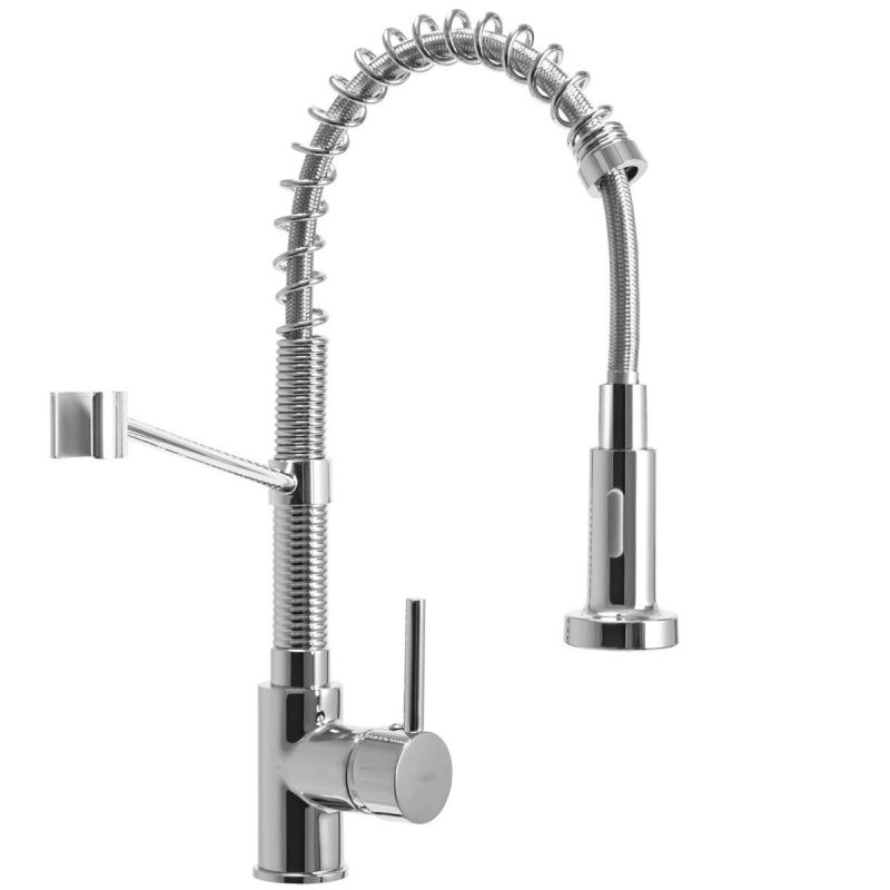 Baterie bucatarie Spring, Pipa flexibila, Crom, montaj pe lavoar sau blat