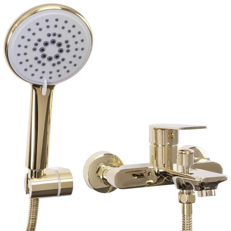 Baterie cada REA-Mayson Gold, montaj pe perete, finisaj auriu, Dus de mana inclus