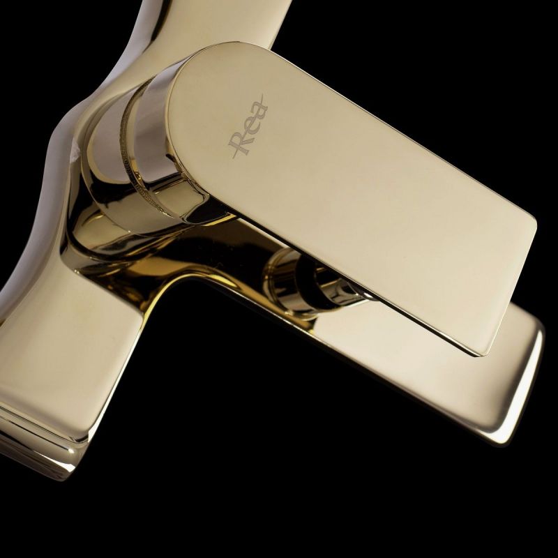 Baterie cada REA-Mayson Gold, montaj pe perete, finisaj auriu, Dus de mana inclus