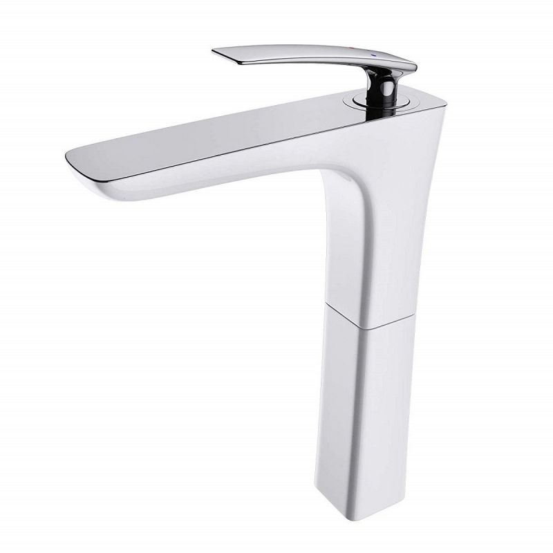Baterie lavoar 1298 W, montaj pe blat, finisaj emailat Alb, perlator aer, design deosebit