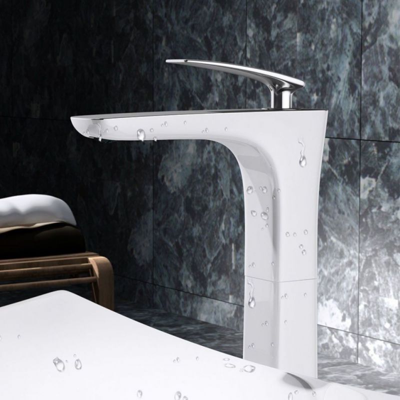 Baterie lavoar 1298 W, montaj pe blat, finisaj emailat Alb, perlator aer, design deosebit