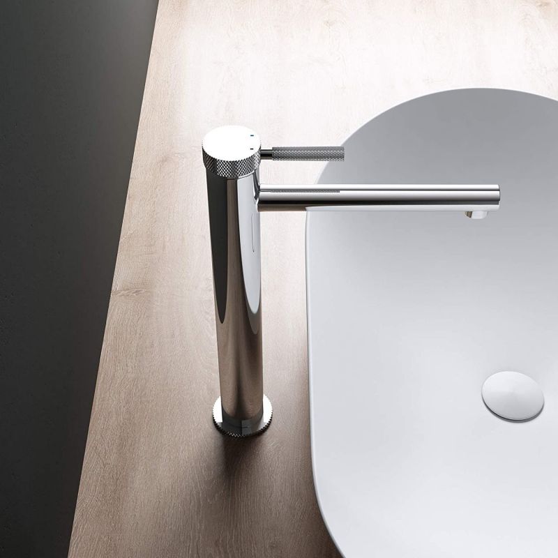 Baterie lavoar EGO-Tiona Chrome High, montaj pe blat, finisaj Crom, perlator aer, design deosebit