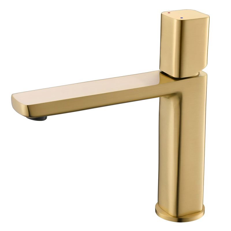 Baterie lavoar Alano, Auriu Mat, inaltime 19.6 cm, montaj pe lavoar