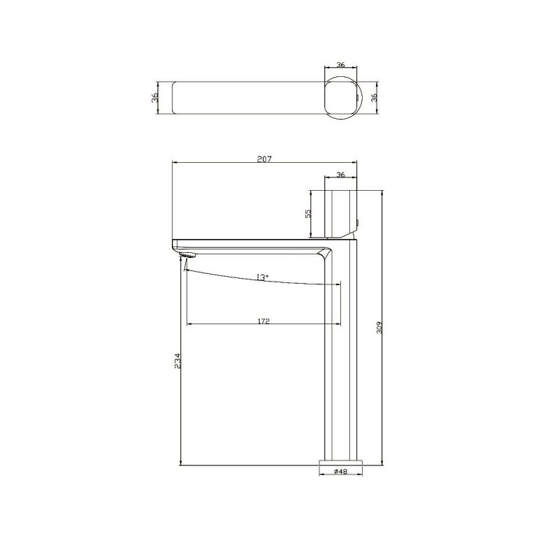 Baterie lavoar Alano, Crom, inaltime 30.9 cm, montaj pe blat