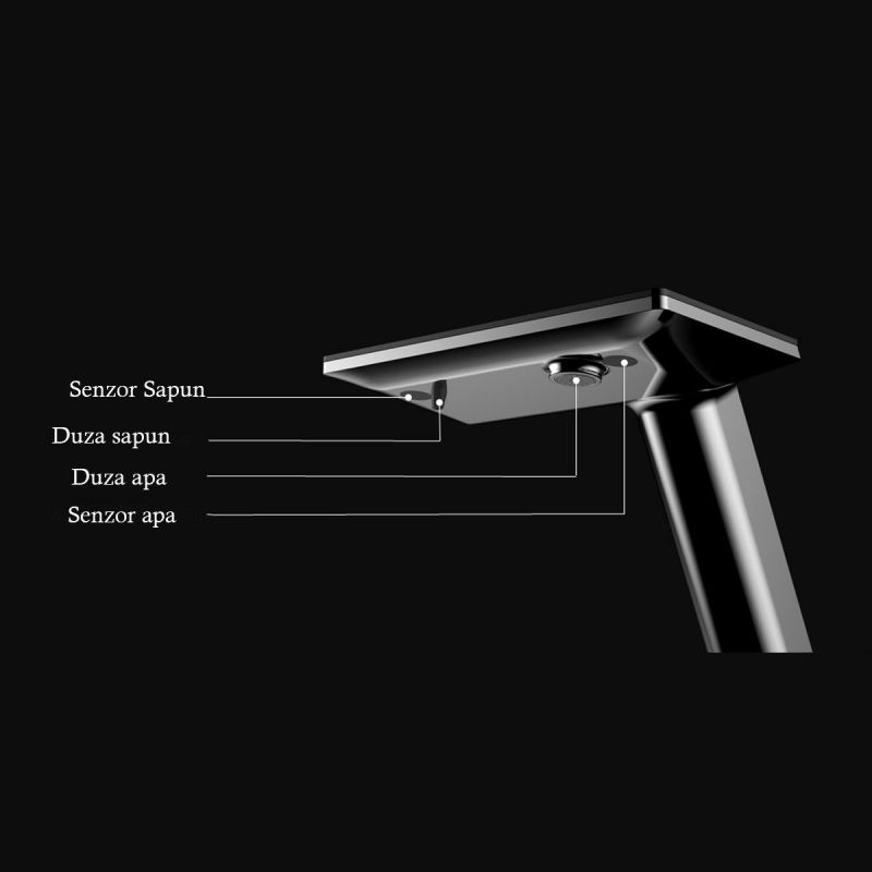 Baterie lavoar, Display Digital afisare Led, apa calda/rece, senzor pentru apa si sapun, rezervor 3 L inclus, Auriu Mat, Anais