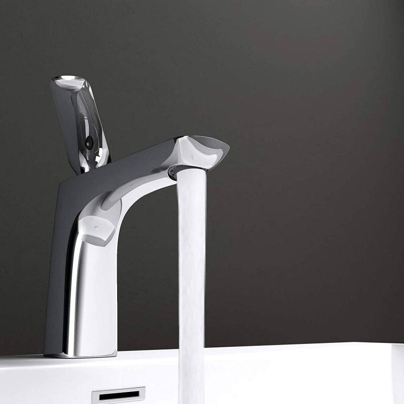 Baterie lavoar EGO-Brandi Chrome Low, montaj pe lavoar, finisaj Crom, perlator aer, design deosebit