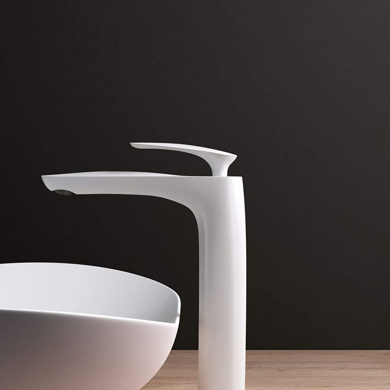 Baterie lavoar EGO-Brandi White, montaj pe blat, finisaj Alb Mat, perlator aer, design deosebit