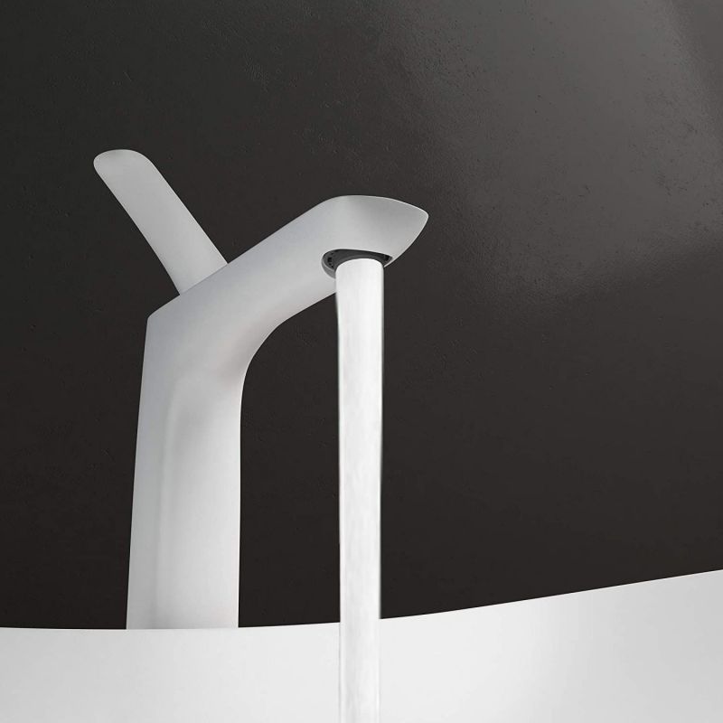 Baterie lavoar EGO-Brandi White, montaj pe blat, finisaj Alb Mat, perlator aer, design deosebit