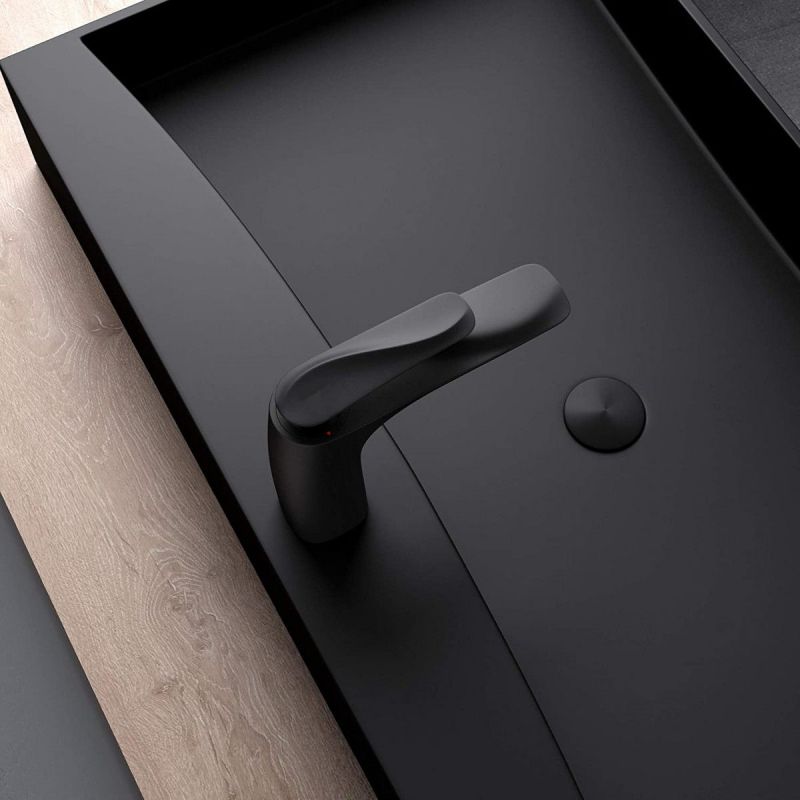 Baterie lavoar EGO-Brandi Black, montaj pe blat, finisaj Negru Mat, perlator aer, design deosebit