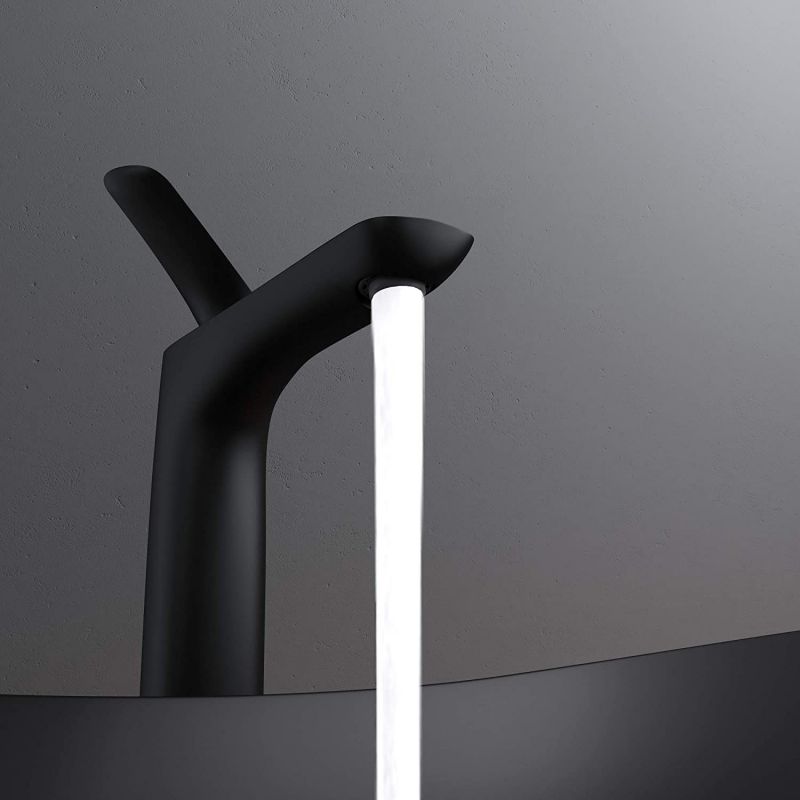 Baterie lavoar EGO-Brandi Black, montaj pe blat, finisaj Negru Mat, perlator aer, design deosebit