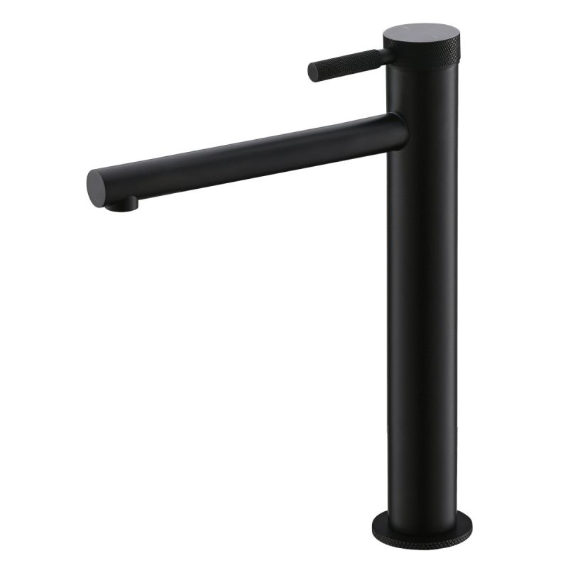 Baterie lavoar EGO-Tiona Black High, montaj pe blat, finisaj Negru Mat, perlator aer, design deosebit