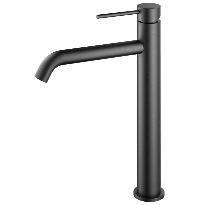 Baterie lavoar, Gun Grey, Perlator, otel inoxidabil, montaj pe blat, Fino