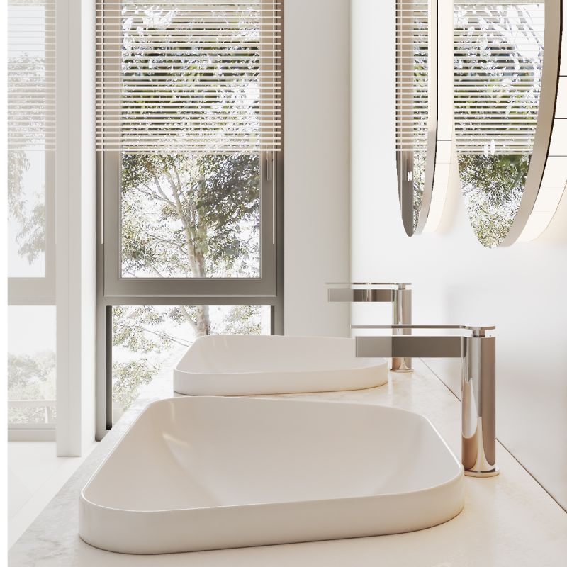 Baterie lavoar, maner si pipa slim, Crom, montaj pe blat, Elis