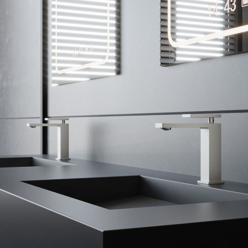 Baterie lavoar, Nichel Mat, Perlator, otel inoxidabil, montaj pe lavoar, Armonia