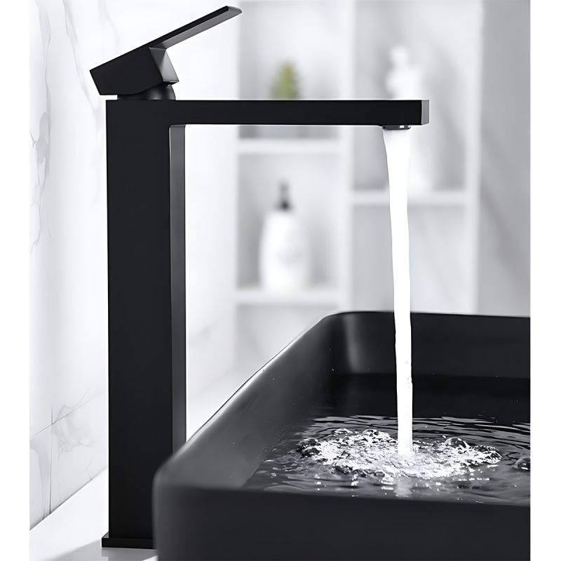 Baterie lavoar, perlator, montaj pe blat, Negru Mat, inaltime 30 cm, Mira