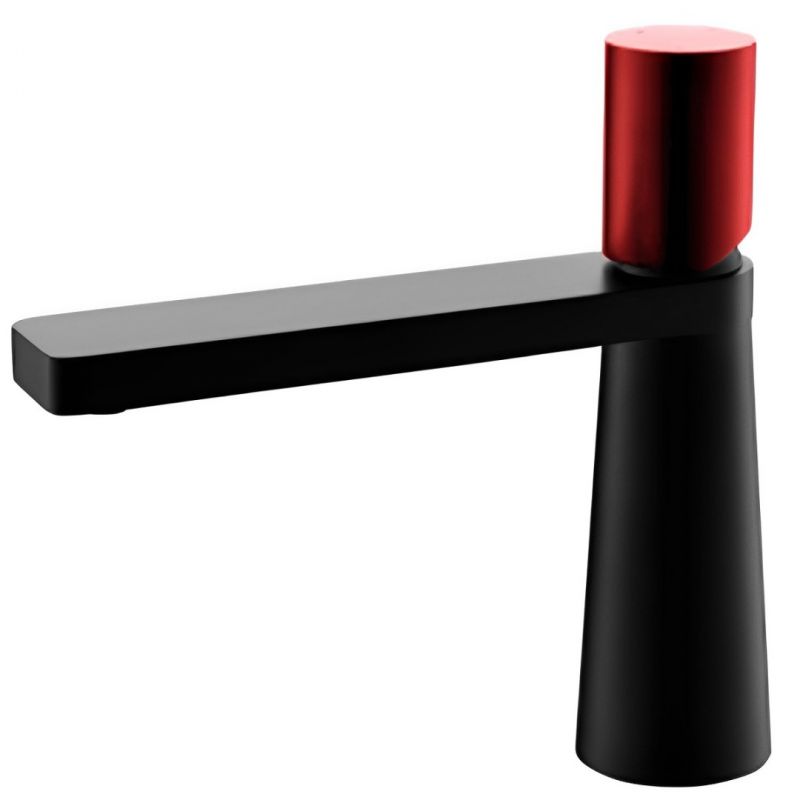 Baterie lavoar Pilar, Negru/Rosu, inaltime 18.5 cm, montaj pe lavoar
