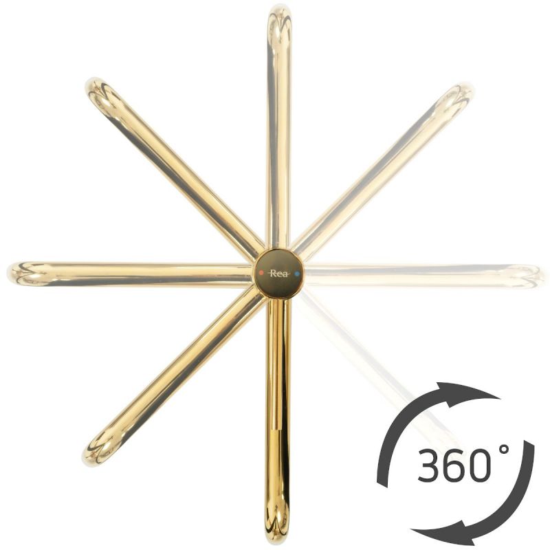 Baterie lavoar REA Lugano Gold Slim High, montaj pe blat, perlator, cap rotativ 360 grade, finisaj gold lucios