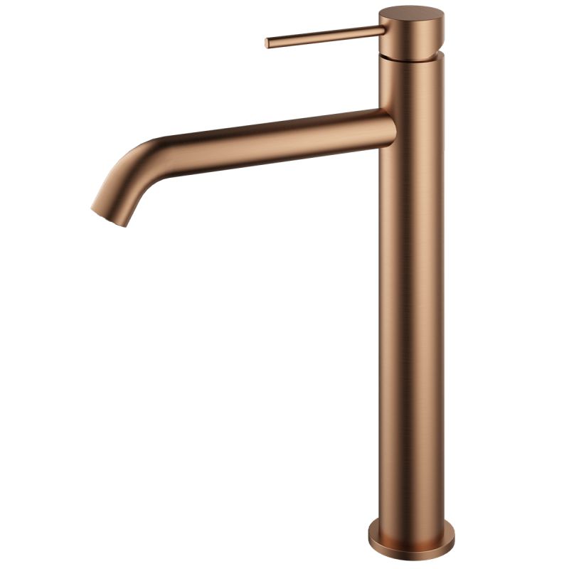 Baterie lavoar, Rose Gold Mat, Perlator, otel inoxidabil, montaj pe blat, Fino