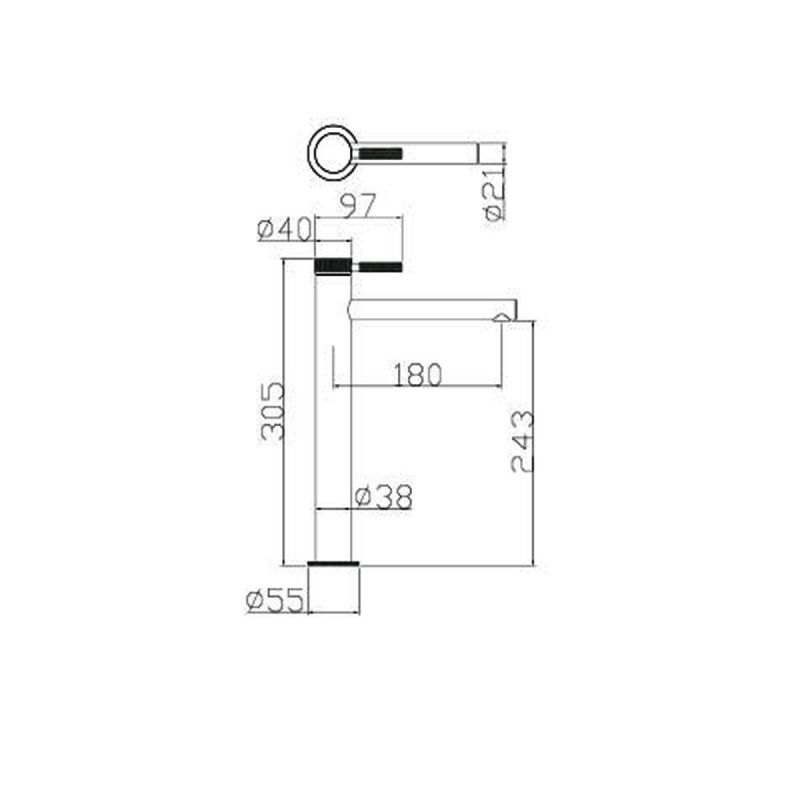 Baterie lavoar Tiona, Auriu Mat, inaltime 30.5 cm, montaj pe blat