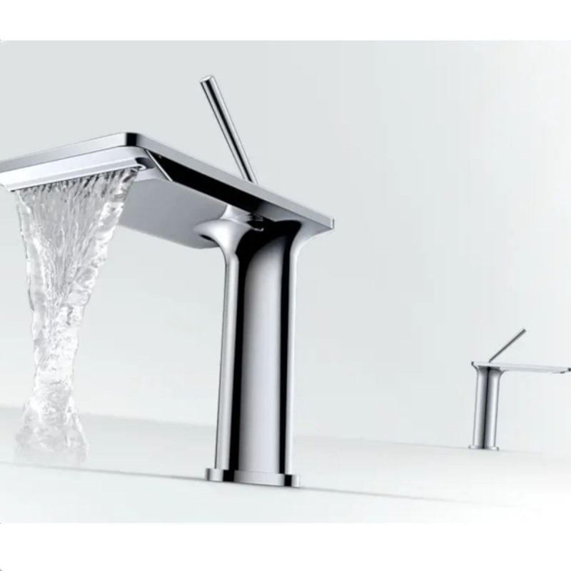 Baterie lavoar , Tip cascada, Perlator, Crom, Montaj pe blat, inaltime 26 cm, Dion