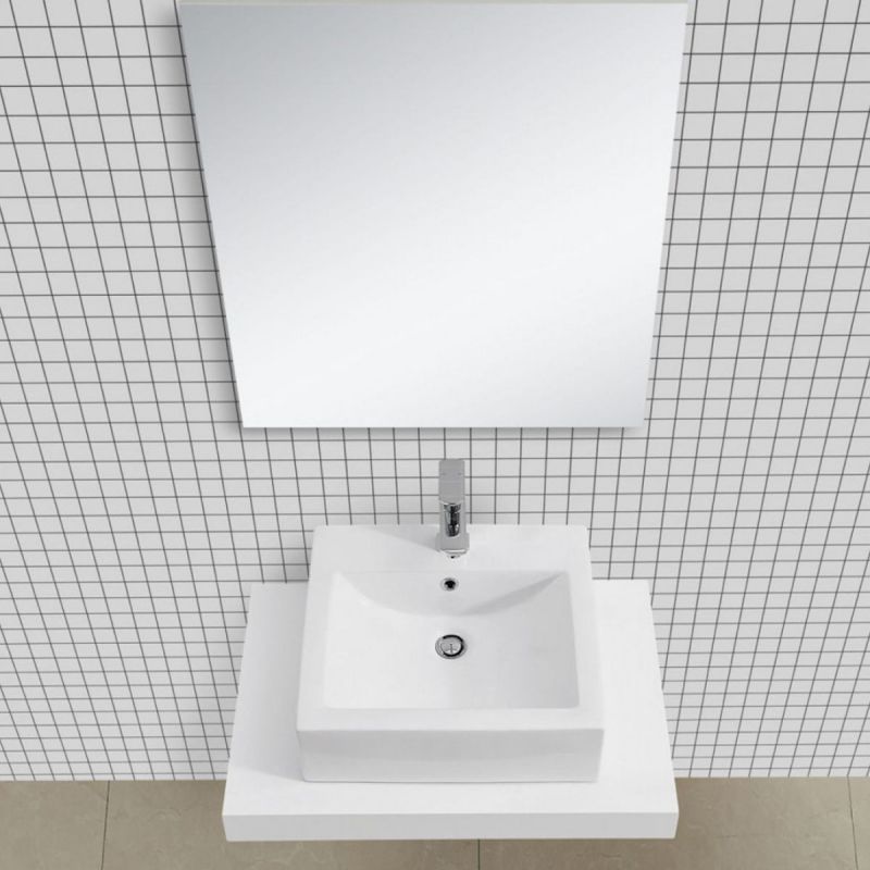 Blat lavoar EGO-Mossa, MDF, 75-100 x 50 cm, alb si stejar, kit montare inclus