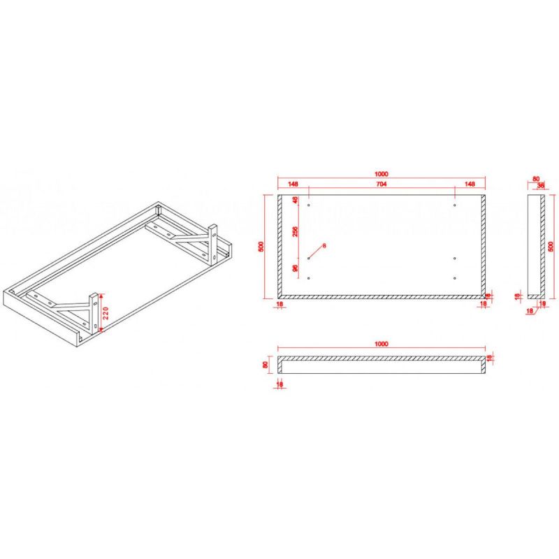 Blat lavoar EGO-Mossa, MDF, 75-100 x 50 cm, alb si stejar, kit montare inclus