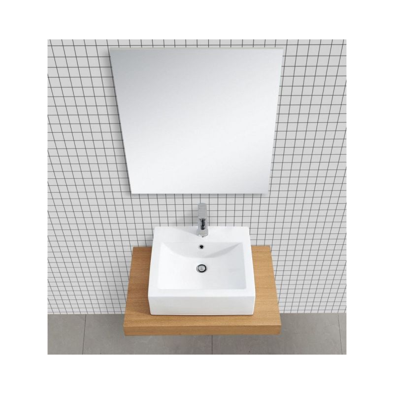 Blat lavoar EGO-Mossa, MDF, 75-100 x 50 cm, alb si stejar, kit montare inclus