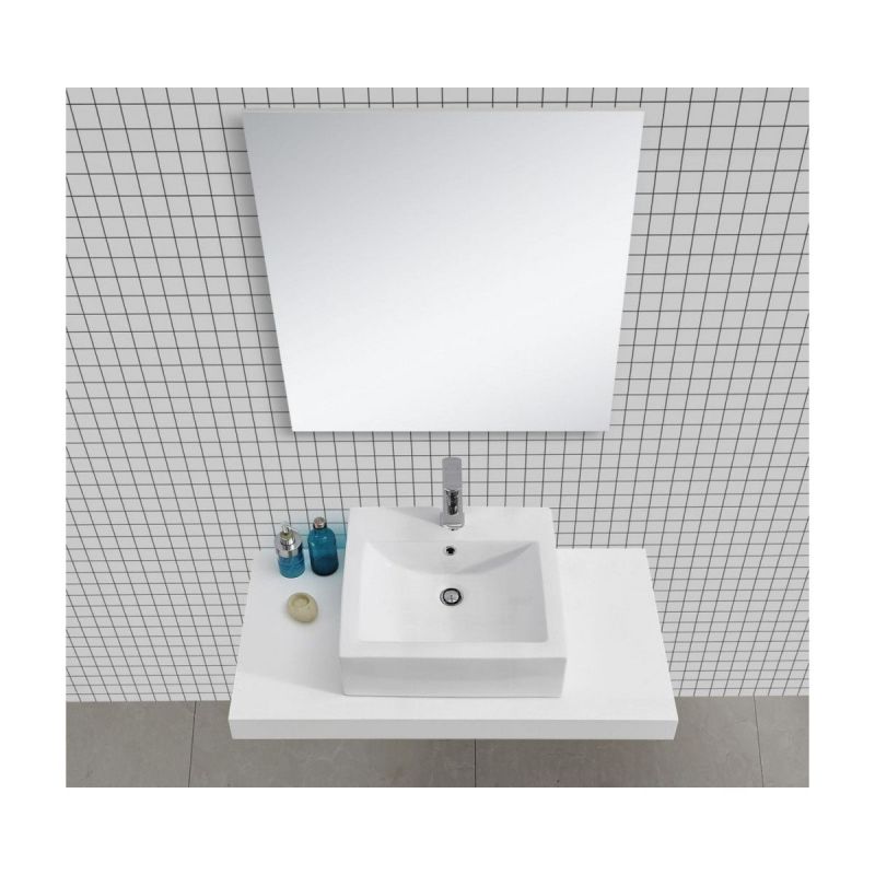 Blat lavoar EGO-Mossa, MDF, 75-100 x 50 cm, alb si stejar, kit montare inclus