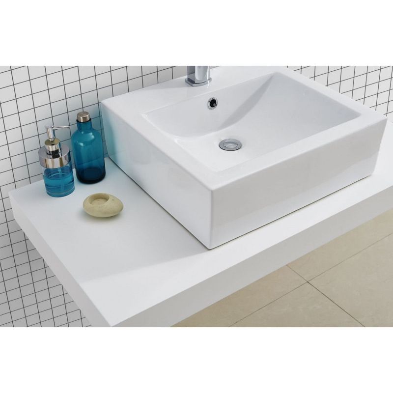 Blat lavoar EGO-Mossa, MDF, 75-100 x 50 cm, alb si stejar, kit montare inclus