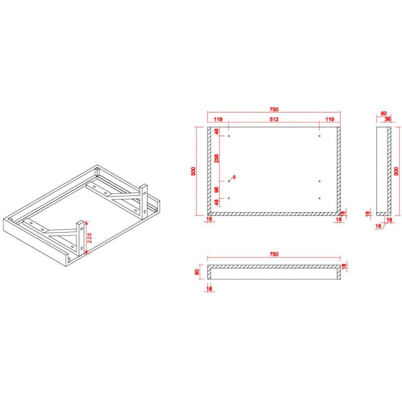 Blat lavoar EGO-Mossa, MDF, 75-100 x 50 cm, alb si stejar, kit montare inclus