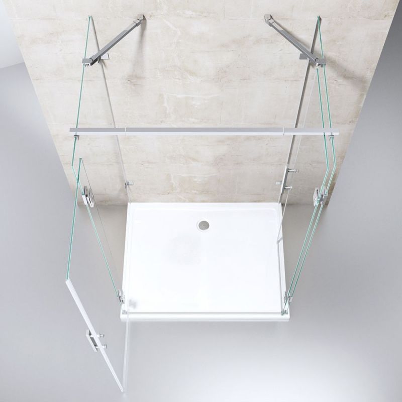 Cabina EGO-40, 3 laturi, usi Batante deschidere 180 grade, sticla 8 mm, Dimensiuni 80-90x120