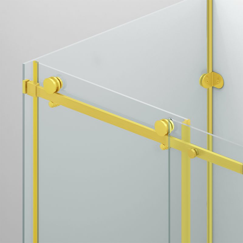 Cabina de dus, 3 laturi, perete fix, usa glisanta, 8 mm, Tratament Nano, Auriu Mat, Dimensiuni 80-90x120-140-160 cm, Solana