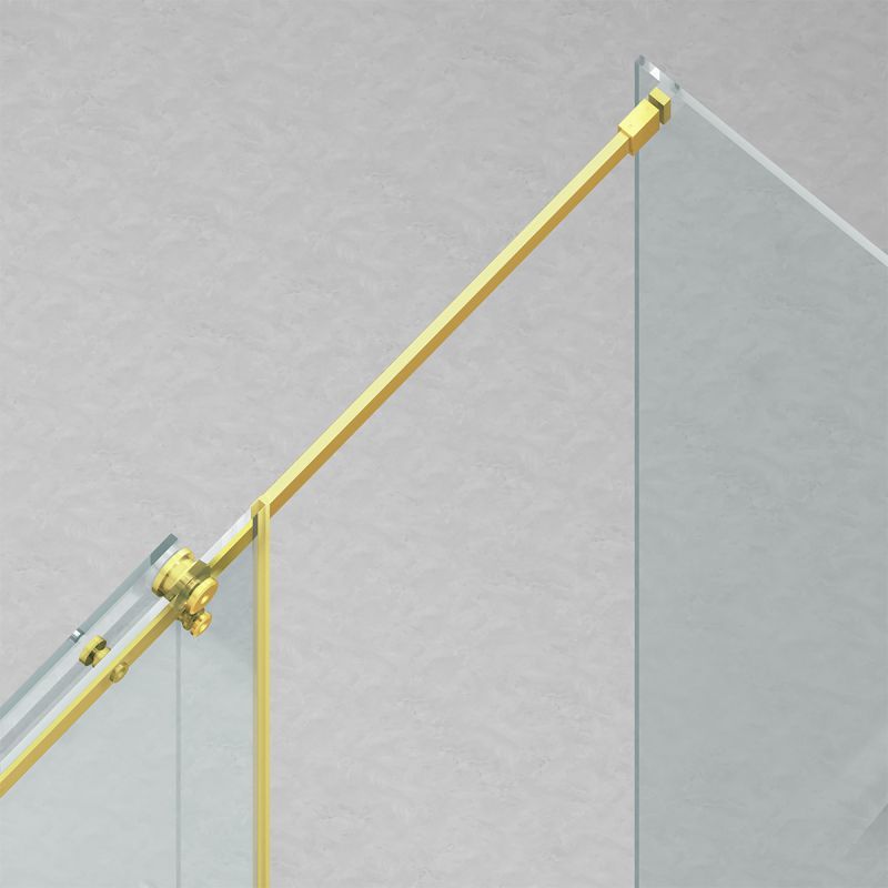 Cabina de dus, 3 laturi, perete fix, usa glisanta, 8 mm, Tratament Nano, Auriu Mat, Dimensiuni 80-90x120-140-160 cm, Solana