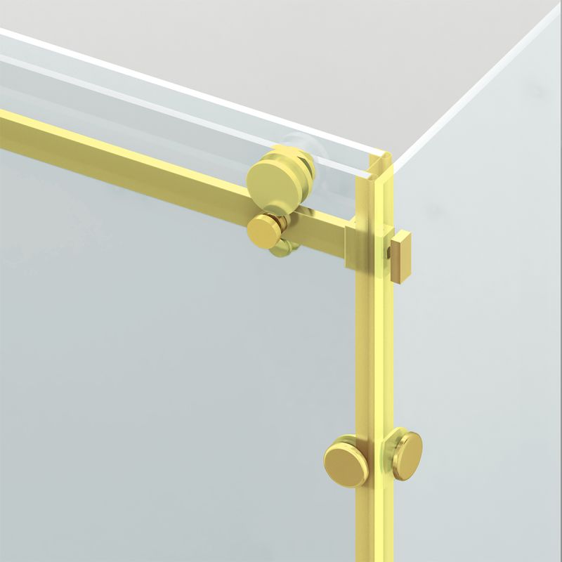 Cabina de dus, 3 laturi, perete fix, usa glisanta, 8 mm, Tratament Nano, Auriu Mat, Dimensiuni 80-90x120-140-160 cm, Solana