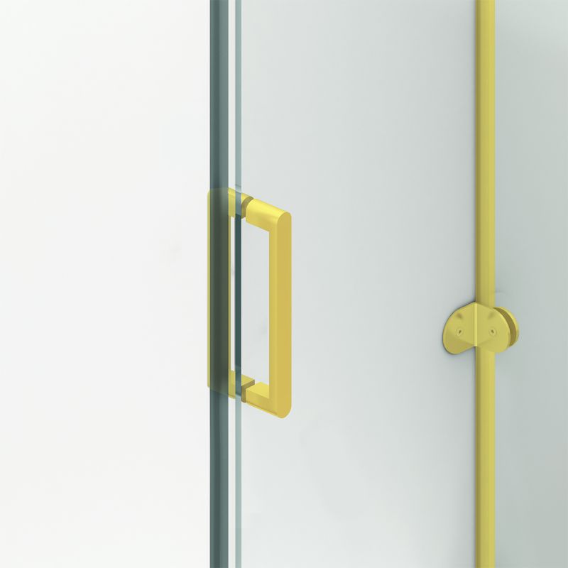 Cabina de dus, 3 laturi, perete fix, usa glisanta, 8 mm, Tratament Nano, Auriu Mat, Dimensiuni 80-90x120-140-160 cm, Solana