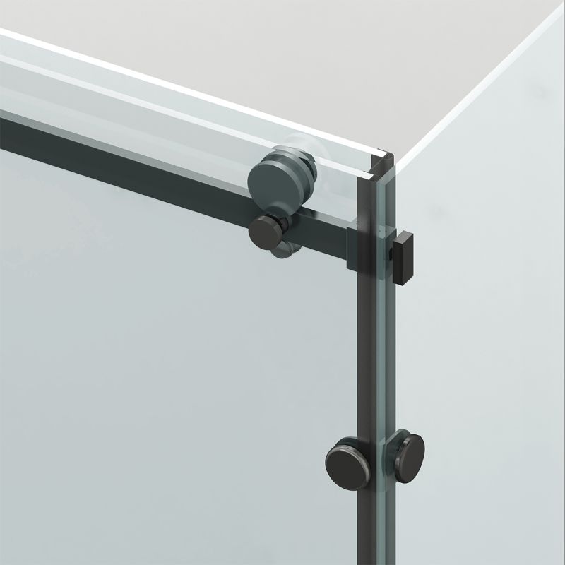 Cabina de dus, 3 laturi, perete fix, usa glisanta, 8 mm, Tratament Nano, Negru Mat, Dimensiuni 70-90x100-120-160 cm, Solana
