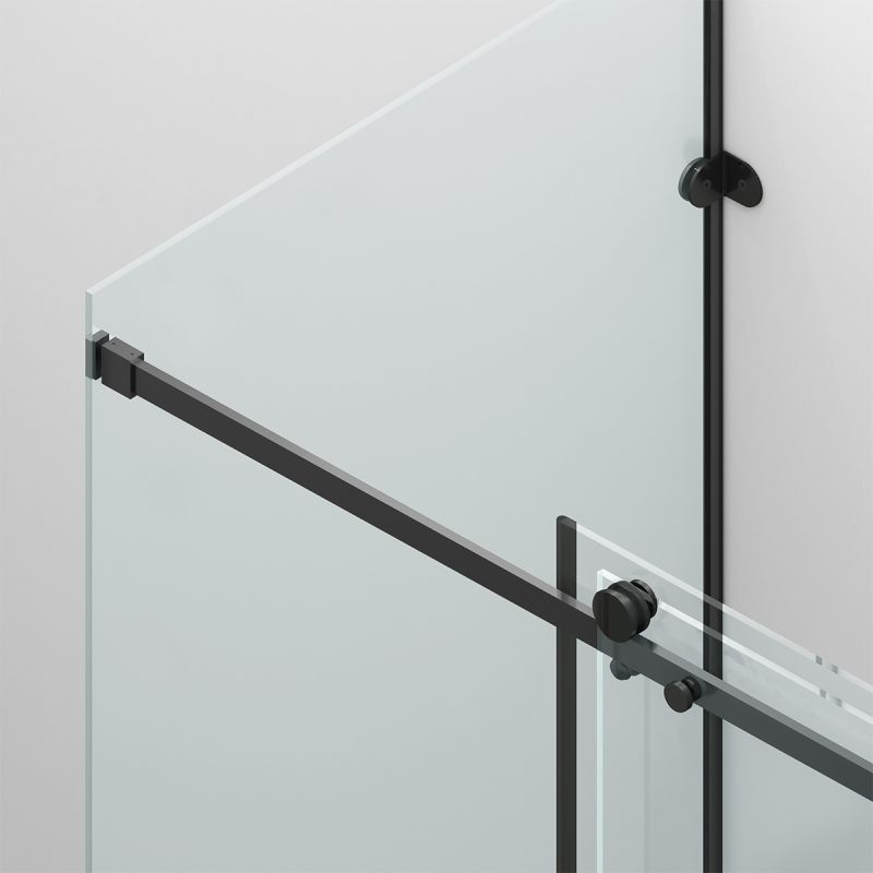 Cabina de dus, 3 laturi, perete fix, usa glisanta, 8 mm, Tratament Nano, Negru Mat, Dimensiuni 70-90x100-120-160 cm, Solana