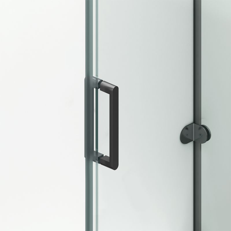 Cabina de dus, 3 laturi, perete fix, usa glisanta, 8 mm, Tratament Nano, Negru Mat, Dimensiuni 70-90x100-120-160 cm, Solana
