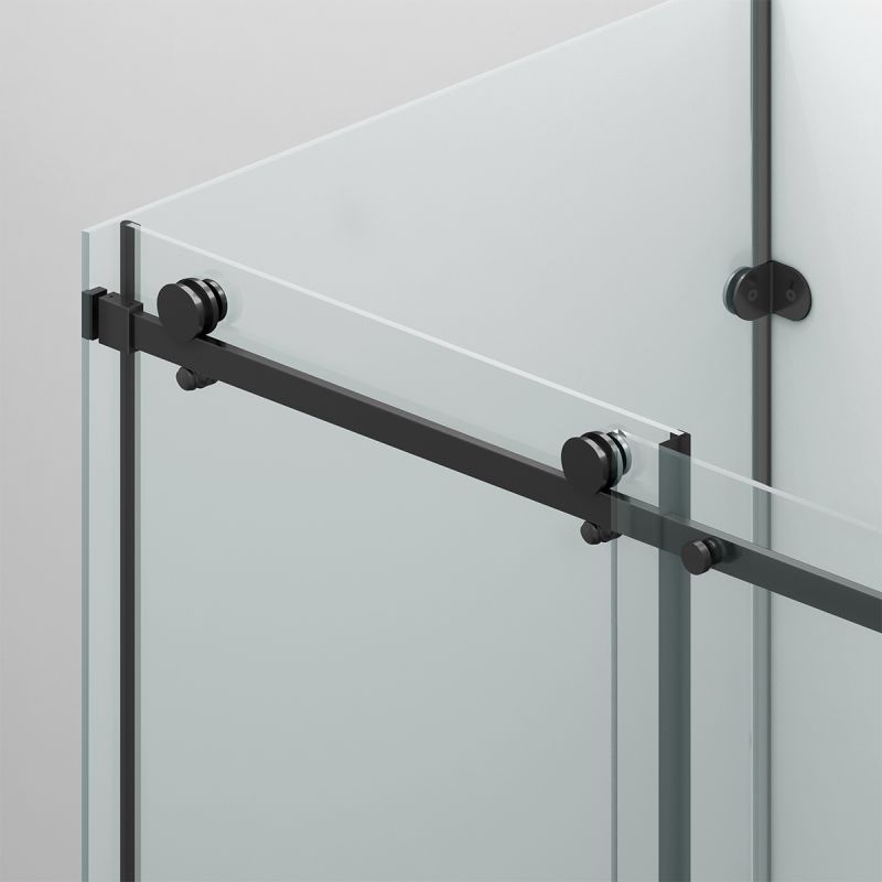 Cabina de dus, 3 laturi, perete fix, usa glisanta, 8 mm, Tratament Nano, Negru Mat, Dimensiuni 70-90x100-120-160 cm, Solana