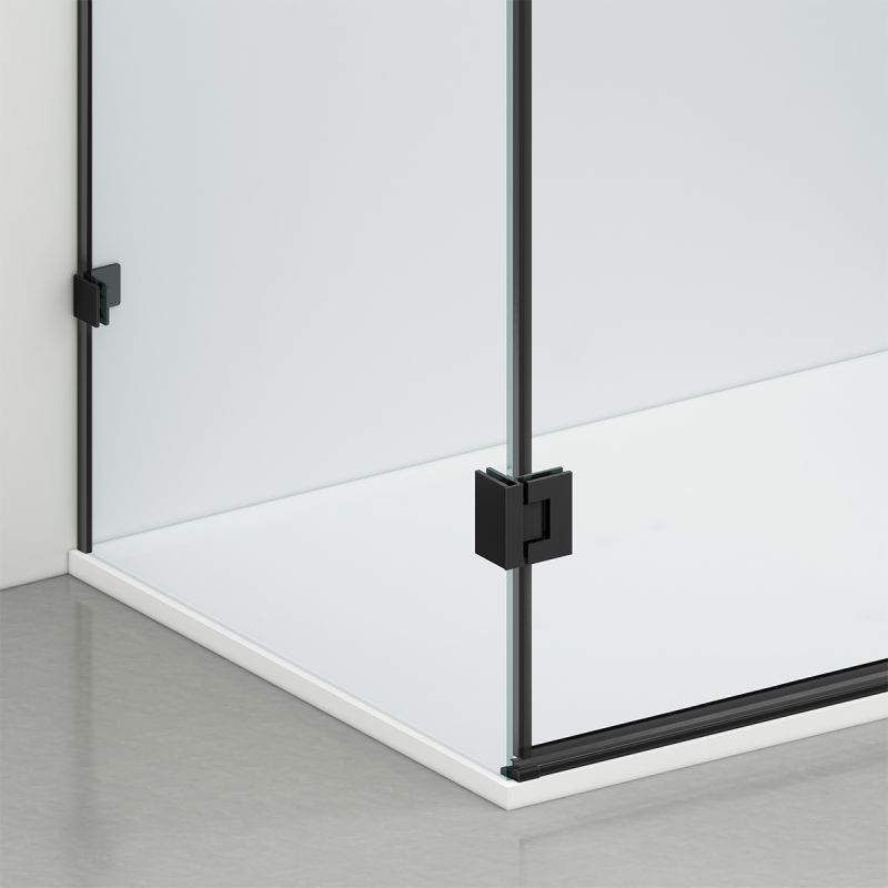 Cabina de dus, 3 laturi, Usa batanta, Negru Mat, Sticla 8 mm, Tratament Nano, Dimensiuni 70-80-90x100-120 cm, Trinity