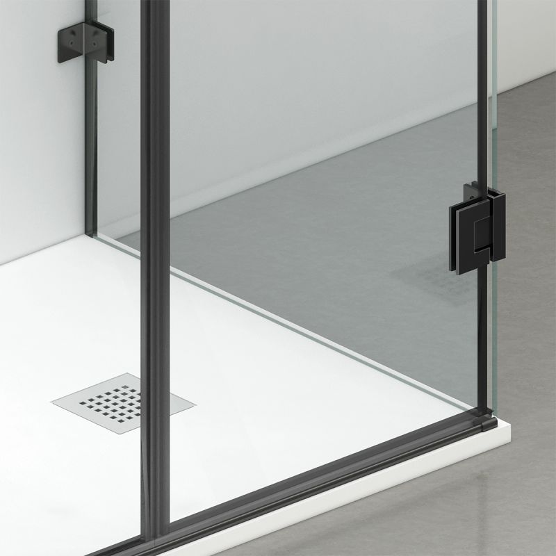 Cabina de dus, 3 laturi, Usa batanta, Negru Mat, Sticla 8 mm, Tratament Nano, Dimensiuni 70-80-90x100-120 cm, Trinity