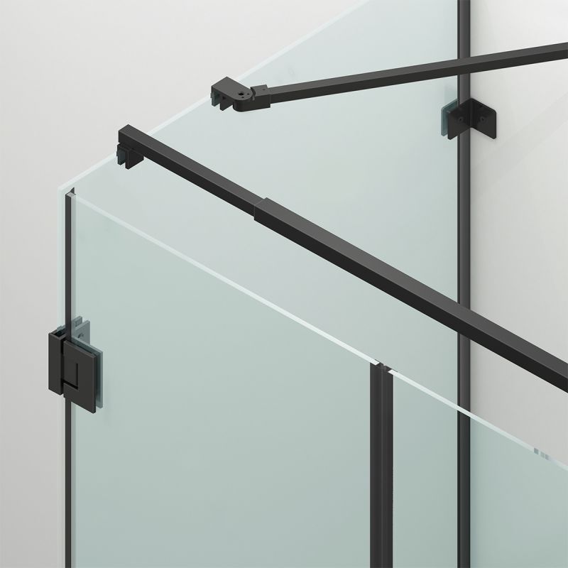 Cabina de dus, 3 laturi, Usa batanta, Negru Mat, Sticla 8 mm, Tratament Nano, Dimensiuni 70-80-90x100-120 cm, Trinity