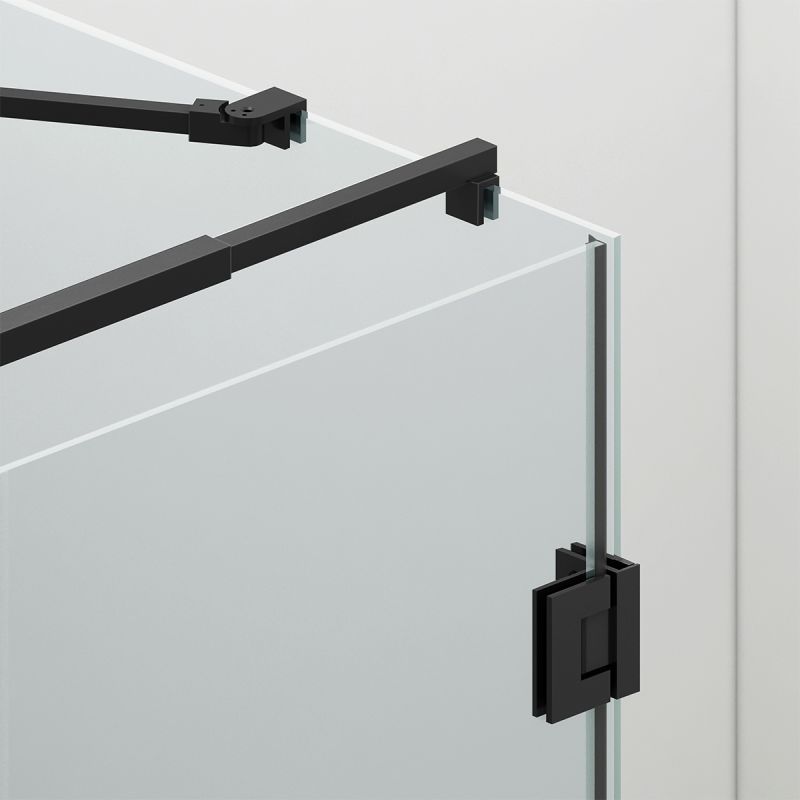 Cabina de dus, 3 laturi, Usa batanta, Negru Mat, Sticla 8 mm, Tratament Nano, Dimensiuni 70-80-90x100-120 cm, Trinity