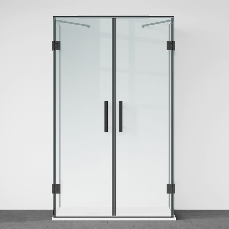 Cabina de dus, 3 laturi, Usa batanta, Negru Mat, Sticla 8 mm, Tratament Nano, Dimensiuni 70-80-90x100-120 cm, Trinity