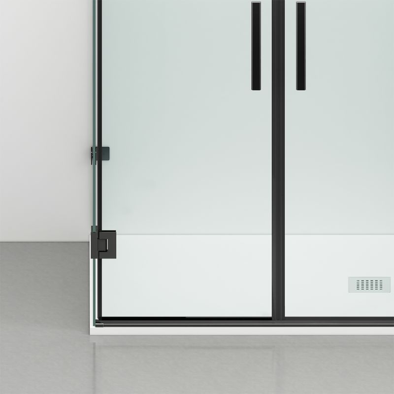 Cabina de dus, 3 laturi, Usa batanta, Negru Mat, Sticla 8 mm, Tratament Nano, Dimensiuni 70-80-90x100-120 cm, Trinity