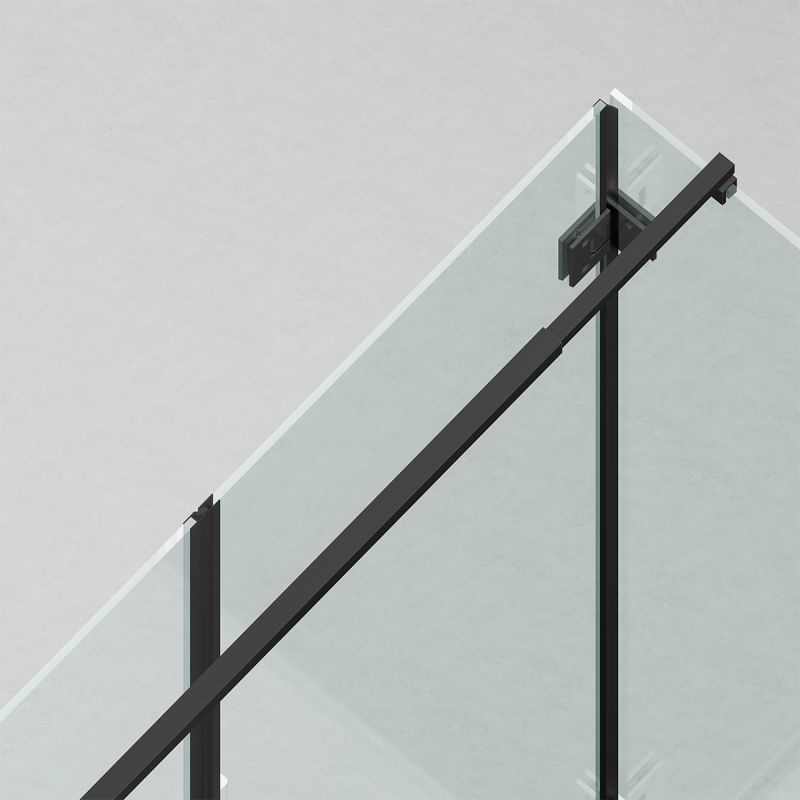 Cabina de dus, 3 laturi, Usa batanta, Negru Mat, Sticla 8 mm, Tratament Nano, Dimensiuni 70-80-90x100-120 cm, Trinity