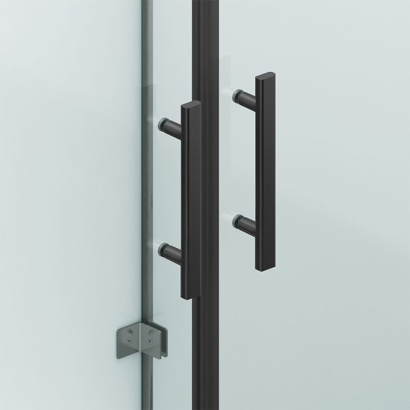 Cabina de dus, 3 laturi, Usa batanta, Negru Mat, Sticla 8 mm, Tratament Nano, Dimensiuni 70-80-90x100-120 cm, Trinity
